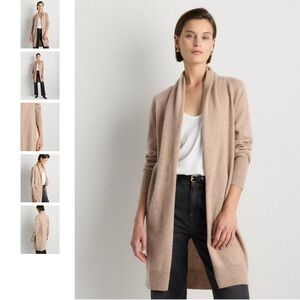 Quince Mongolian Cashmere Duster Cardigan Sweater Oatmeal Tan M